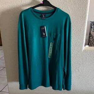 Men's U.S. Polo Assn. Long Sleeve Pocket Tee in Teal Green NWT Sz. M